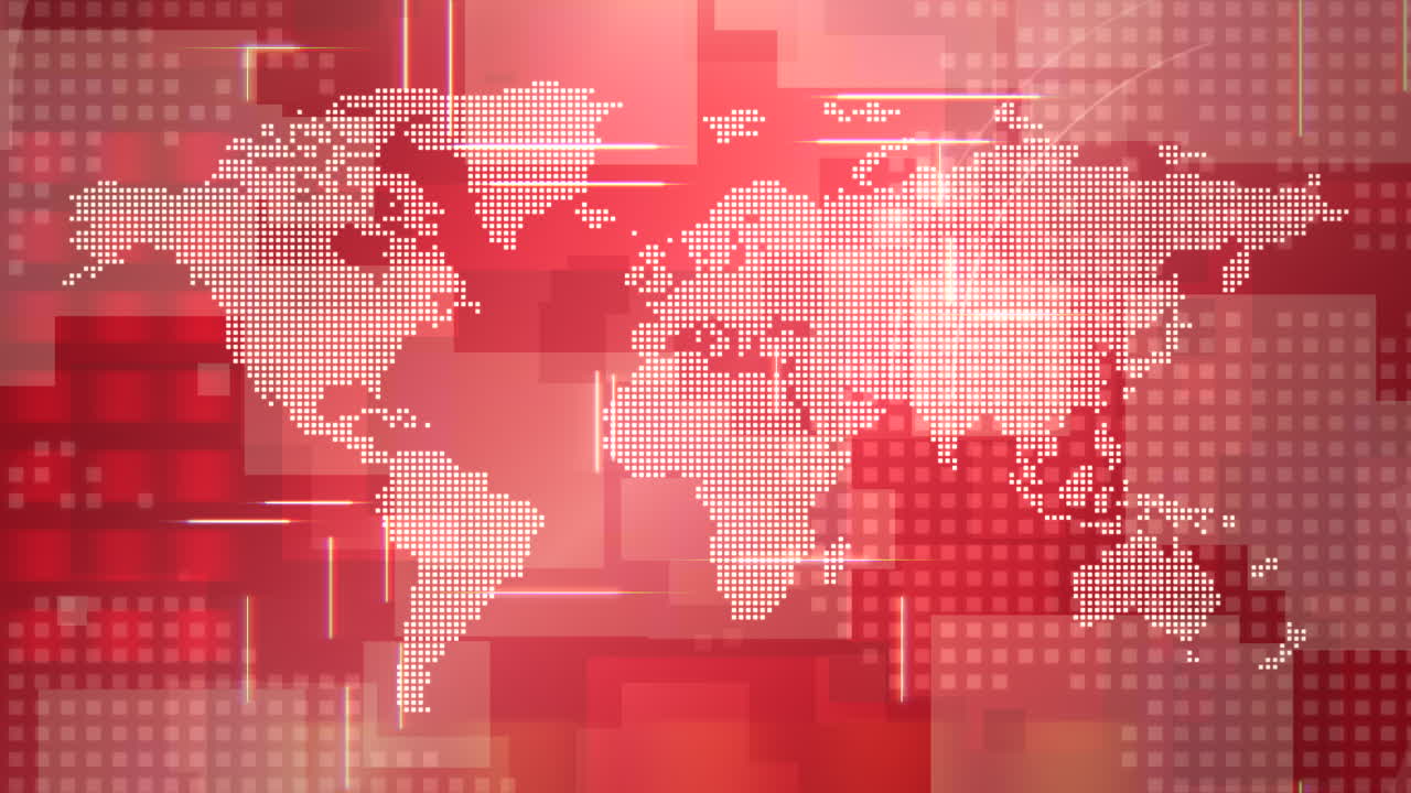 animación gráfica de introducción de noticias con cuadrícula y mapa mundial 8