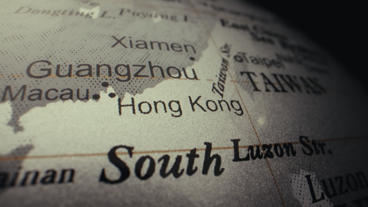 Close-up view of a world globe focusing on the Asia region