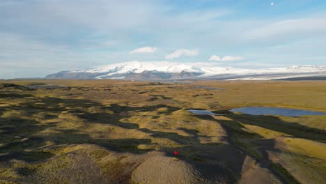 hilly views looking towards the glaciers along the south coast of iceland, aerial