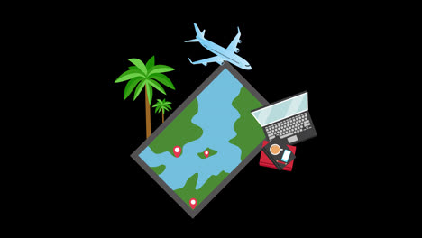 summer-travel-animation-vacations-Tourism-concept-essential-items-for-journey-with-Alpha-Channel.