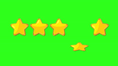 five golden stars bounce energetically across a bright green background, creating a lively and playful animation sequence