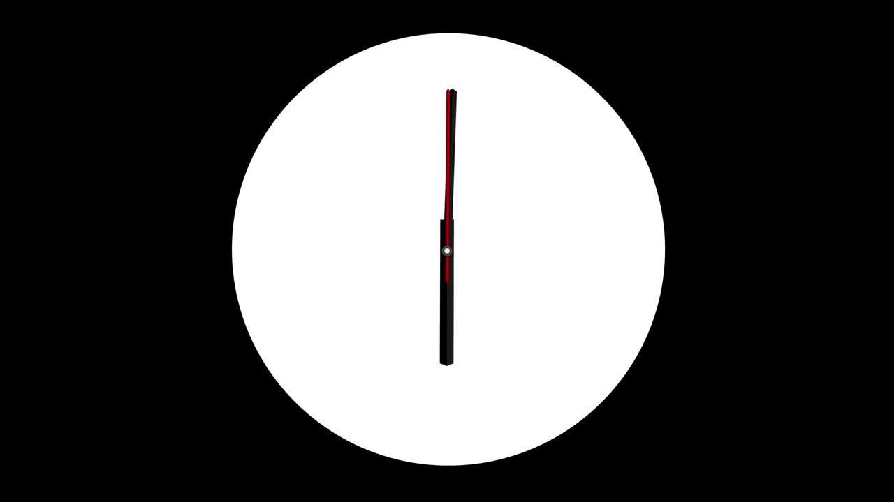 Clock timelapse looping 12 hours - Clock - Wall clock - Minimal abstract motion 3d rendering clock time concept time lapse hours - Clock Time Lapse - Clock time lapse loopable - 12 hours timelapse - White color clock loop - Black Background - Clock Time