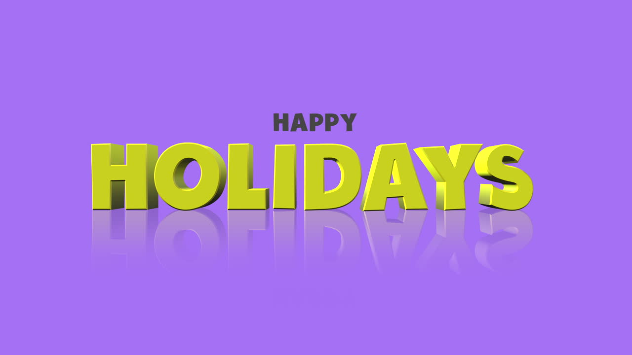 reflejando la felicidad amarillo vibrante felices vacaciones palabra en medio de telón de fondo púrpura