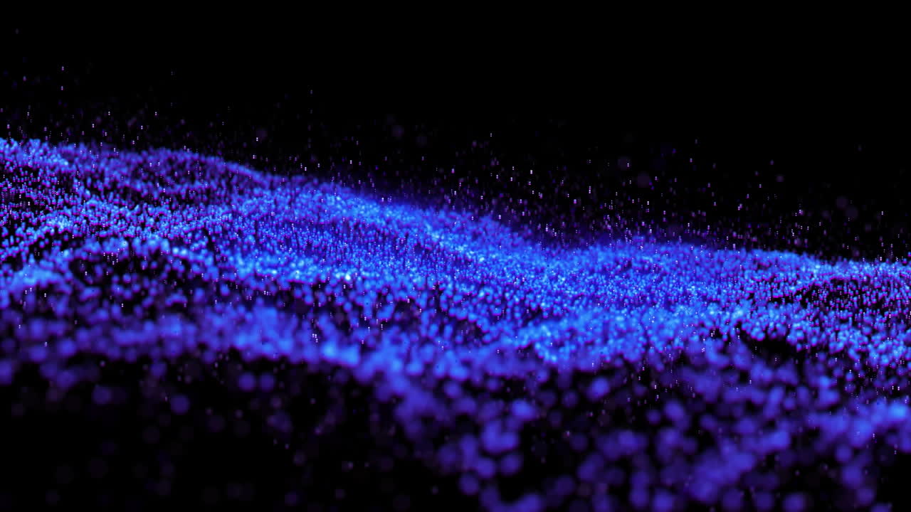 Animation of illuminated blue twist data connection waves on black background