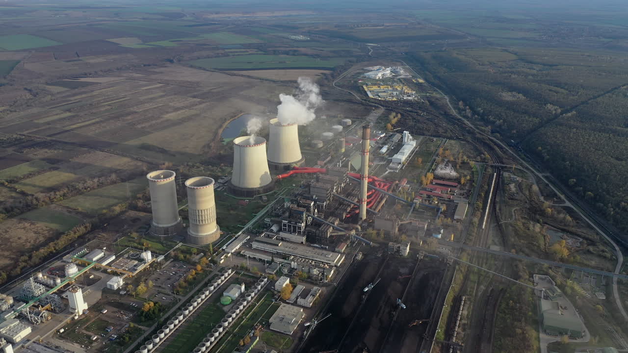 Aerial View of a Large Industrial Power Plant