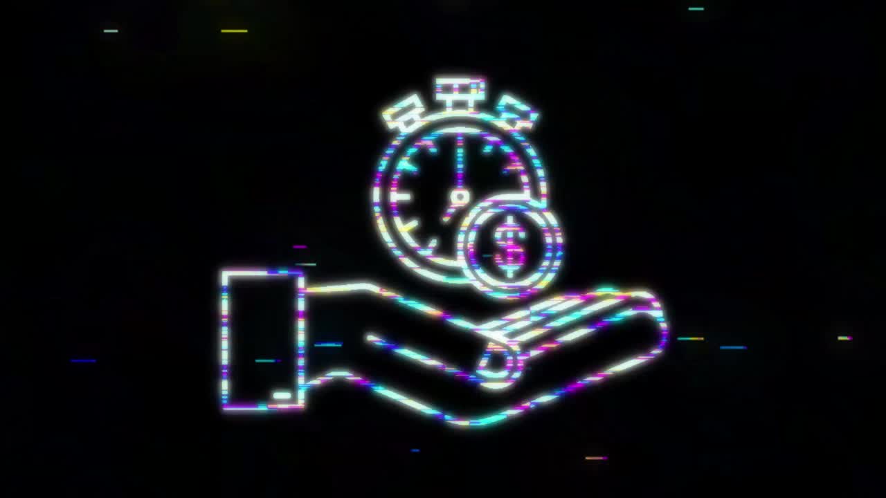 reloj y bolsa, el tiempo es dinero, préstamo rápido, período de pago, cuenta de ahorros. gráfico de movimiento