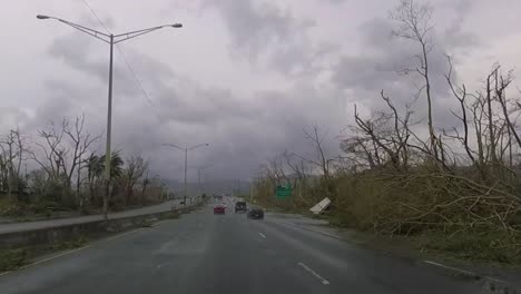 driving in the highway two days after hurricane maria devastated puerto rico