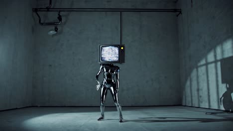 robot con cabeza de televisión