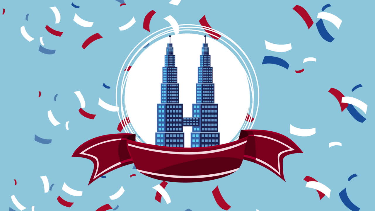 Illustrazione della celebrazione delle Torri Gemelle Petronas
