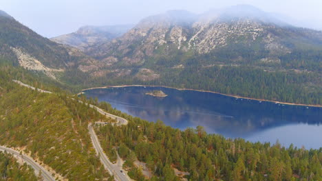 emerald bay island shores next to fallen leaf lake california