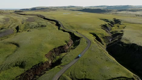 aerial drone view of the landscape of iceland
