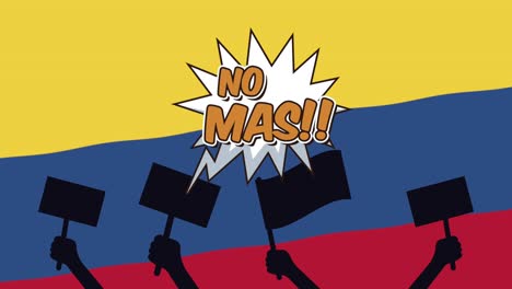 manos colombianas protestando siluetas en la bandera