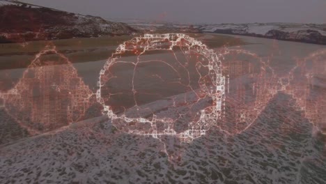 animación del cerebro humano sobre el paisaje marino