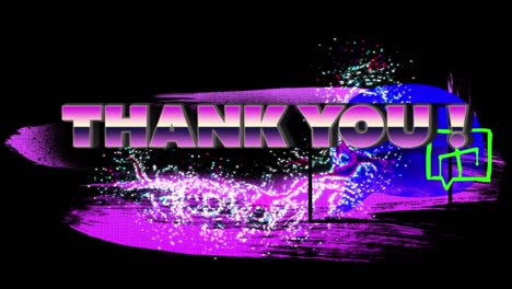 Animation-of-thank-you-text-over-shapes-on-black-background