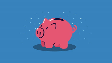 el cerdo ahorra dinero, la economía, la animación.