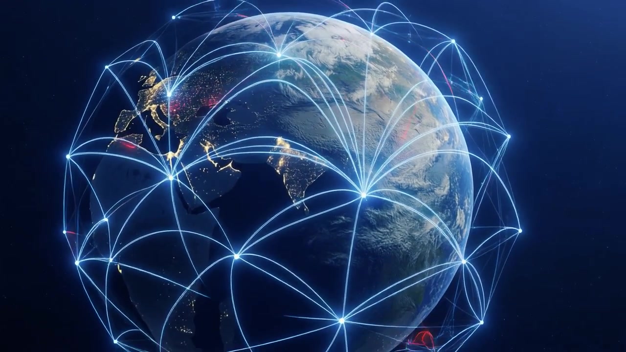 Digital Network Connections Spreading Across Planet Earth