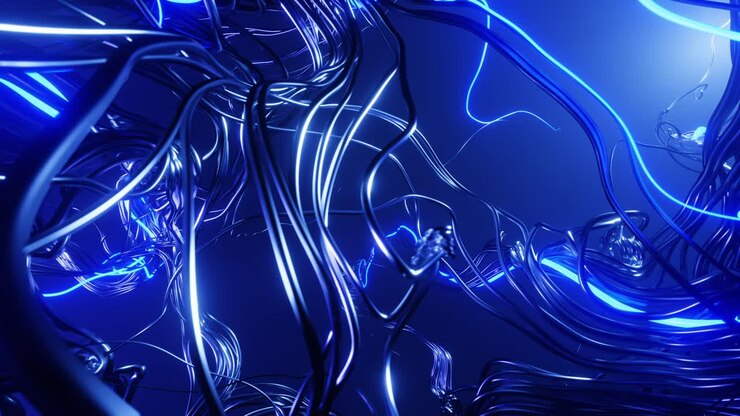 Moving and flashing cables. Infinitely looped animation.