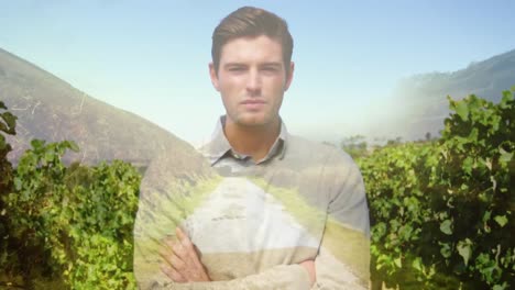hombre de pie y un campo