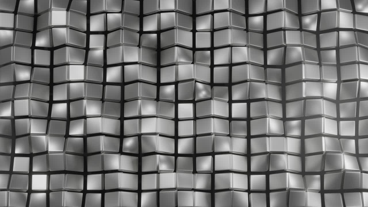 광고, 배경, 건축 및 예술을위한 회색 4k 3d 렌더링: 기하학적 모양 3d 배경 사각형 패턴, 원활한 루핑 비디오의 추상적인 모션 애니메이션, 빈 블록 벽 텍스처 색상