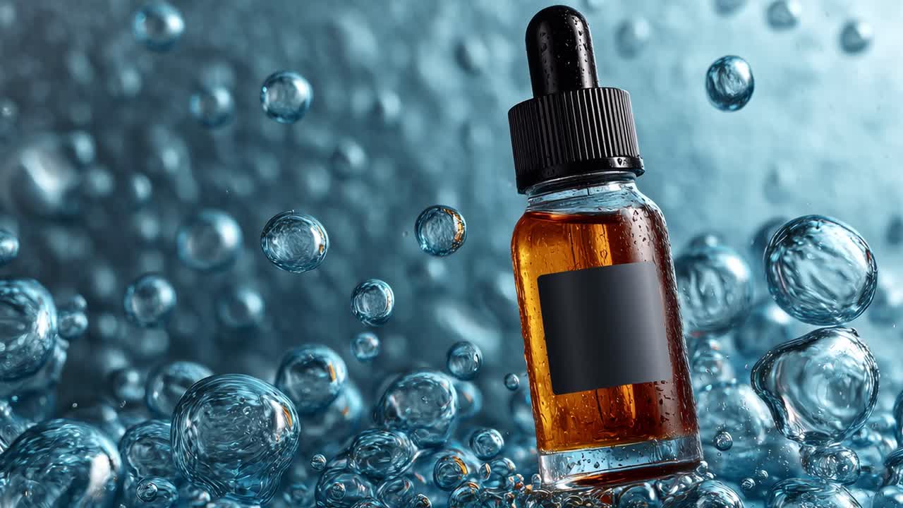 Serum Bottle with Water Droplets