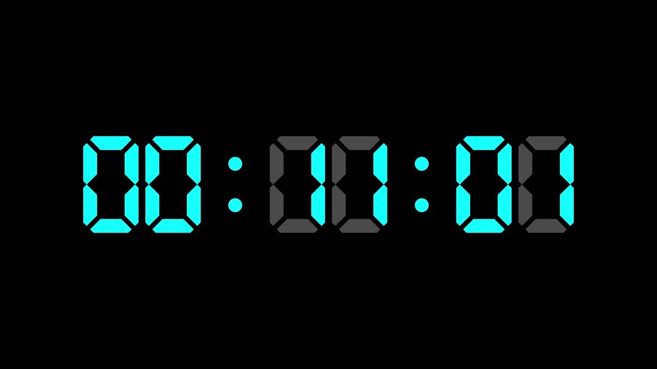 Digital Clock Timer Counting Time on Black Background