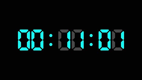 digital clock timer counting time on black background