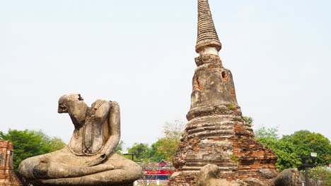 buddha statues and pagoda in ayutthaya, thailand