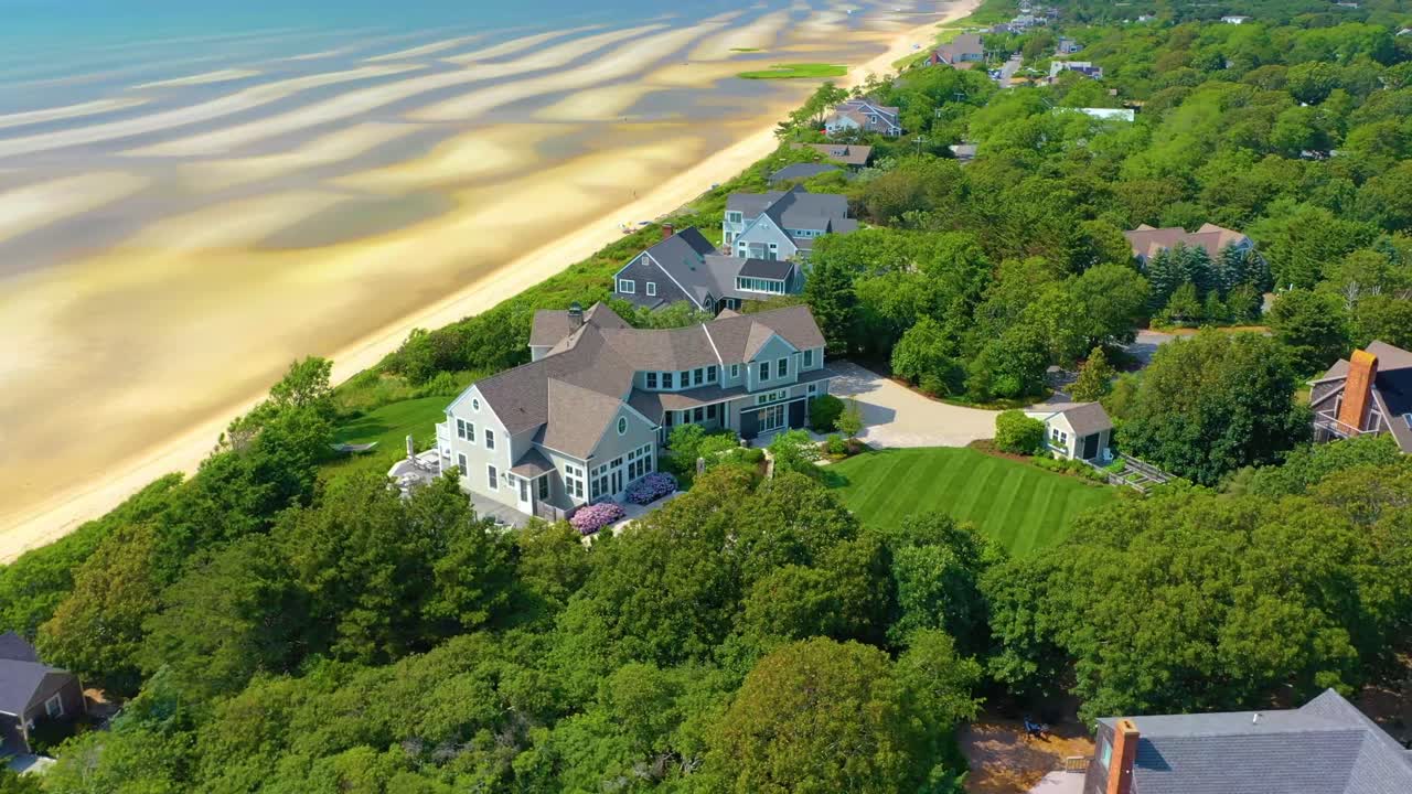 Aerial view of a house on the coast