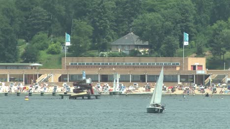 medium shot of strandbad wannsee in berlin, germany