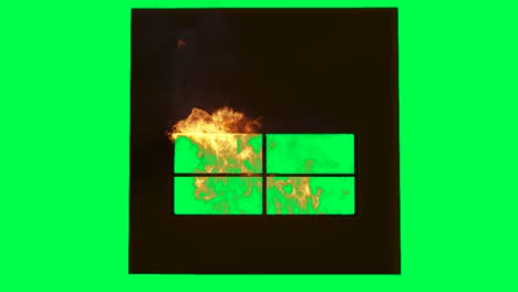 burning window on green screen