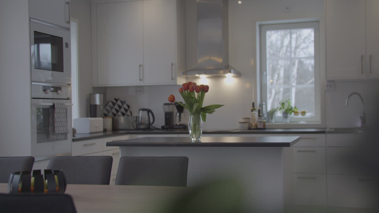 Design Escandinavo Moderno de Interiores Residenciais na Cozinha, Panorâmica