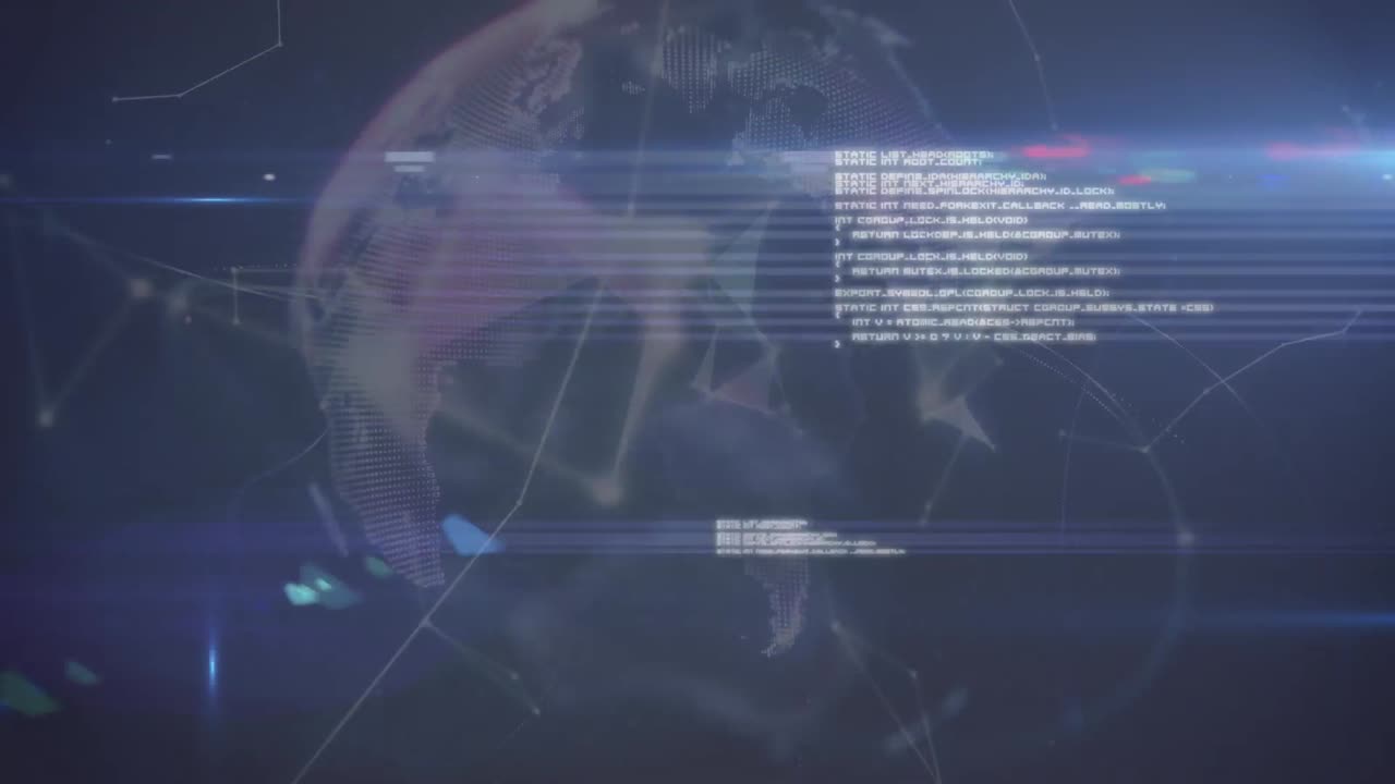 Animation of data processing over blue background