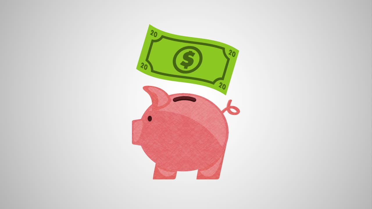 piggy savings money with bills