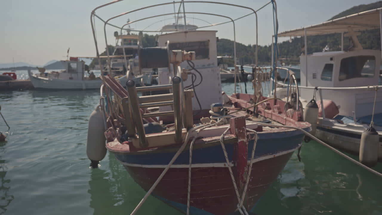 Fishing boats n the harbour of nydri, lefkada greece