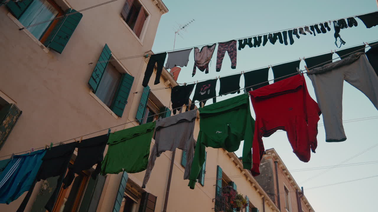 Laundry Drying on a Clothesline in Venice