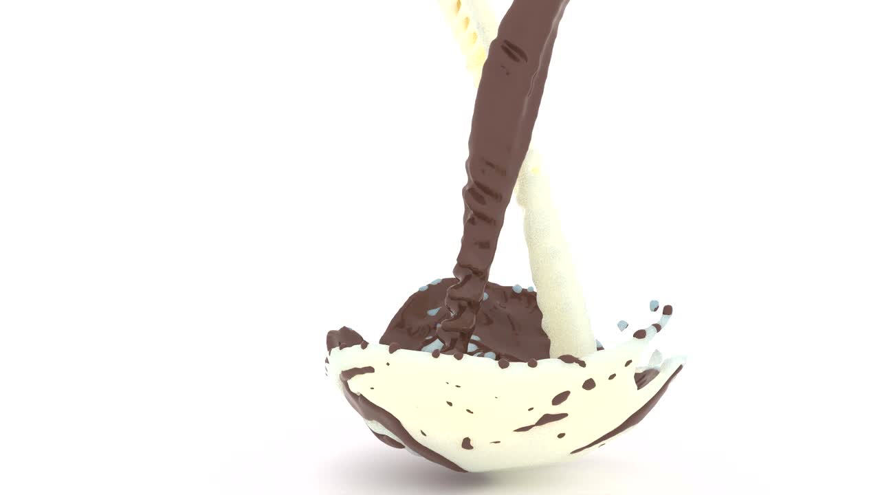 우유 스플래시, 초콜릿, 단백질 바, 파동 심장, 초콜 소용돌이, 고립 된 초콜릿 바, 파도 흐름 4k