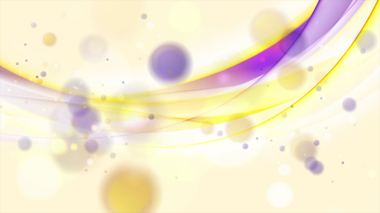 보케 거품과 함께 노란색 반이는 파동 추상적인 비디오 애니메이션