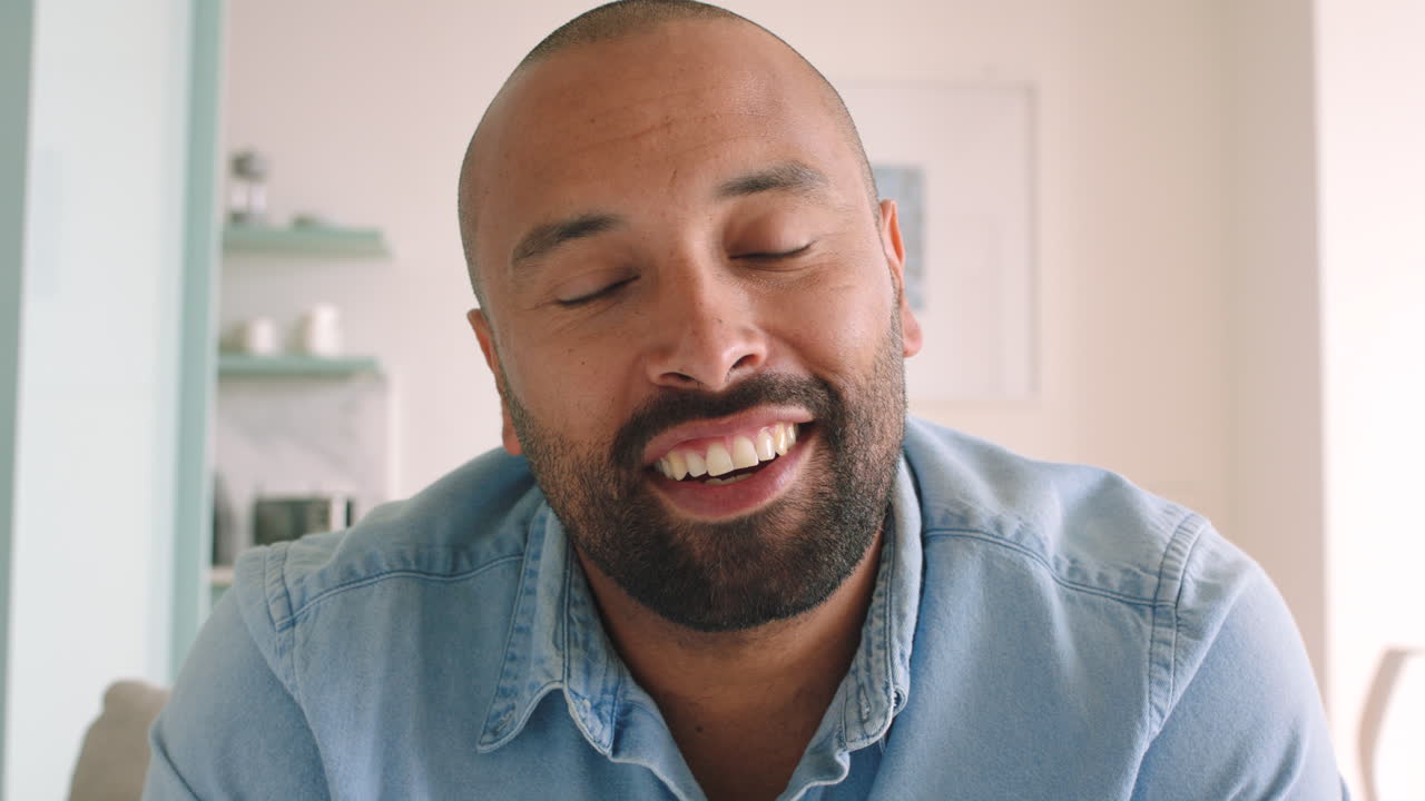 Portrait of man on video call