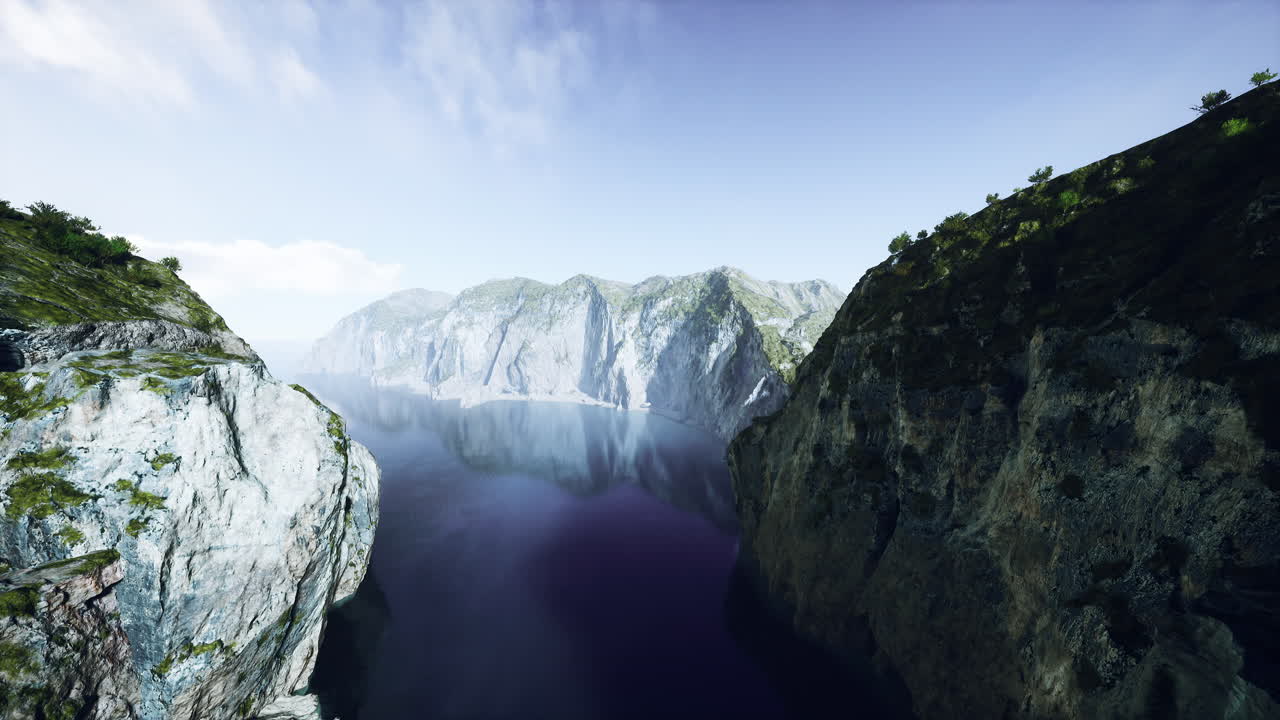 산악 피오르드 풍경