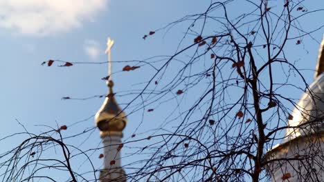 orthodox church tower in autumn