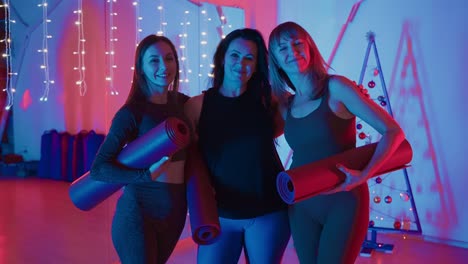 women's yoga group at holiday studio