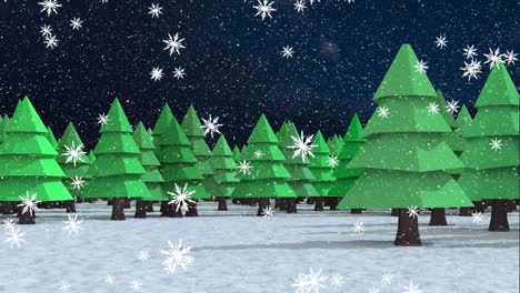 Animation-of-winter-scenery-with-fir-trees