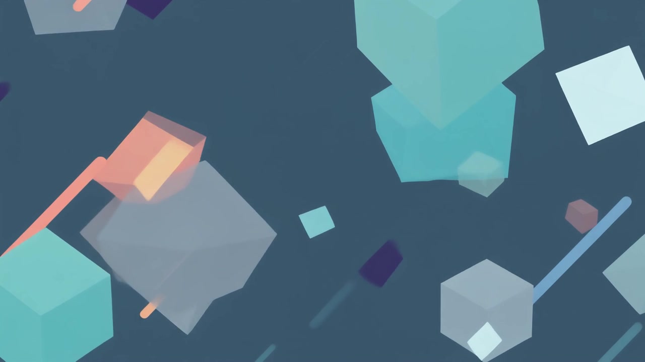 Abstract Motion Graphics with Floating Geometric Cubes and Lines