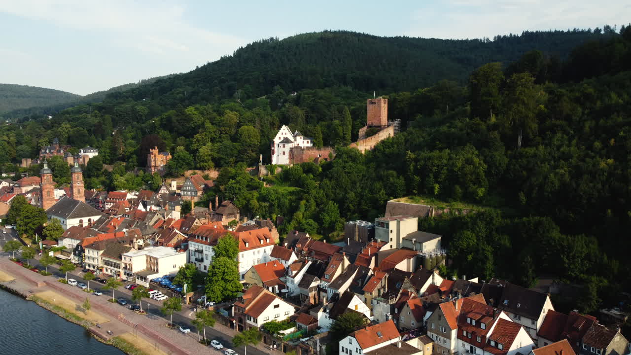 Vista aerea di un'incantevole città tedesca con un castello medievale