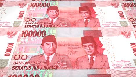 banknotes of one hundred thousand indonesian rupiah rolling, cash money, loop