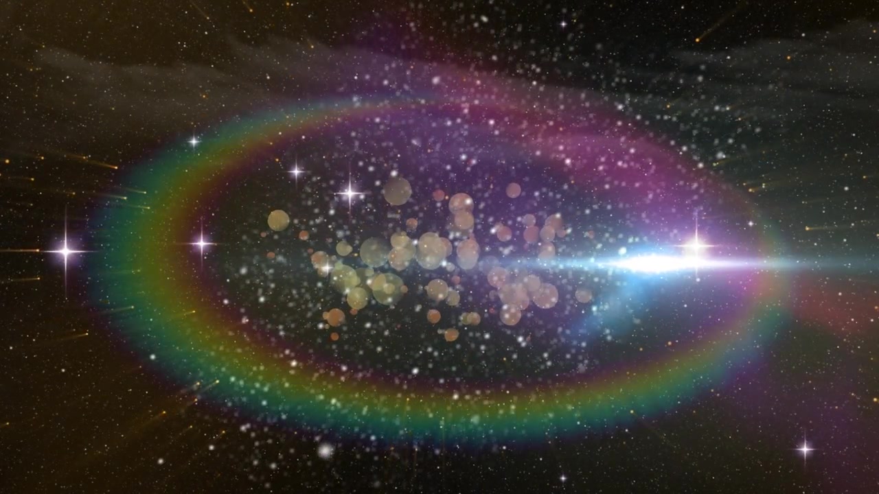 Video of dots and halo over lights and space