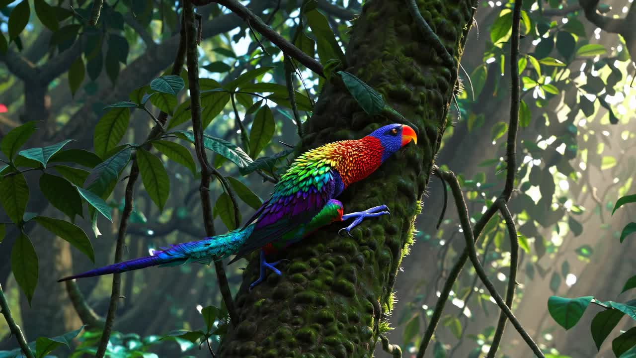 Rainbow Parrot in a Lush Jungle