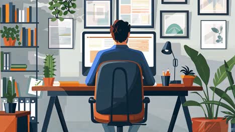 working from home office illustration