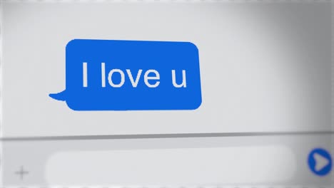 i love u - text message sending i love u in chat on screen close up