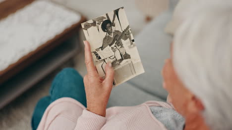 hands, picture of man and senior woman in home